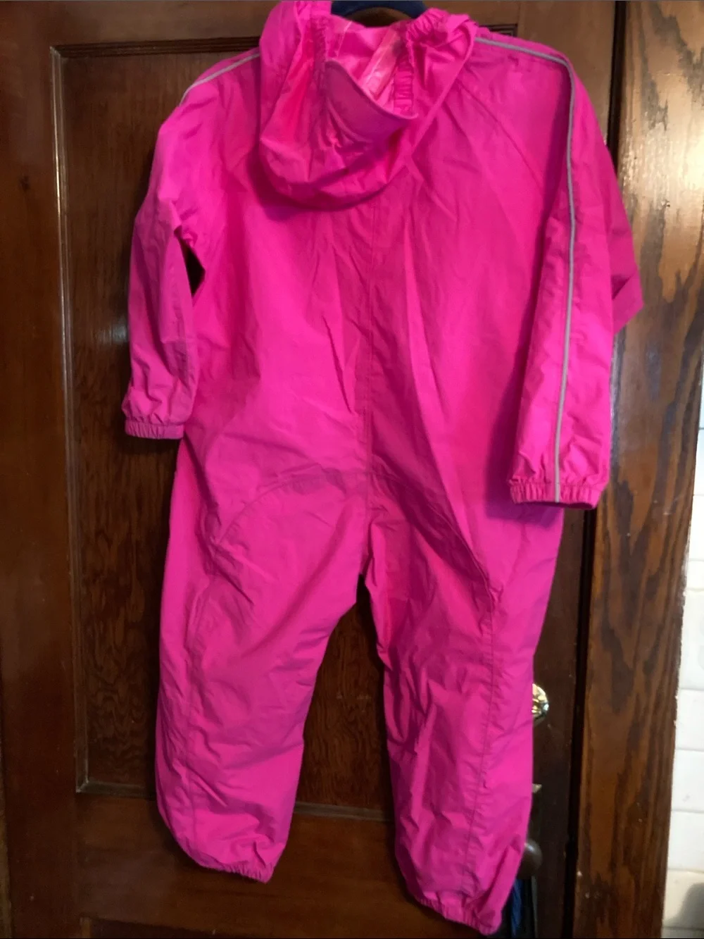Pink splashy rain suit size 8